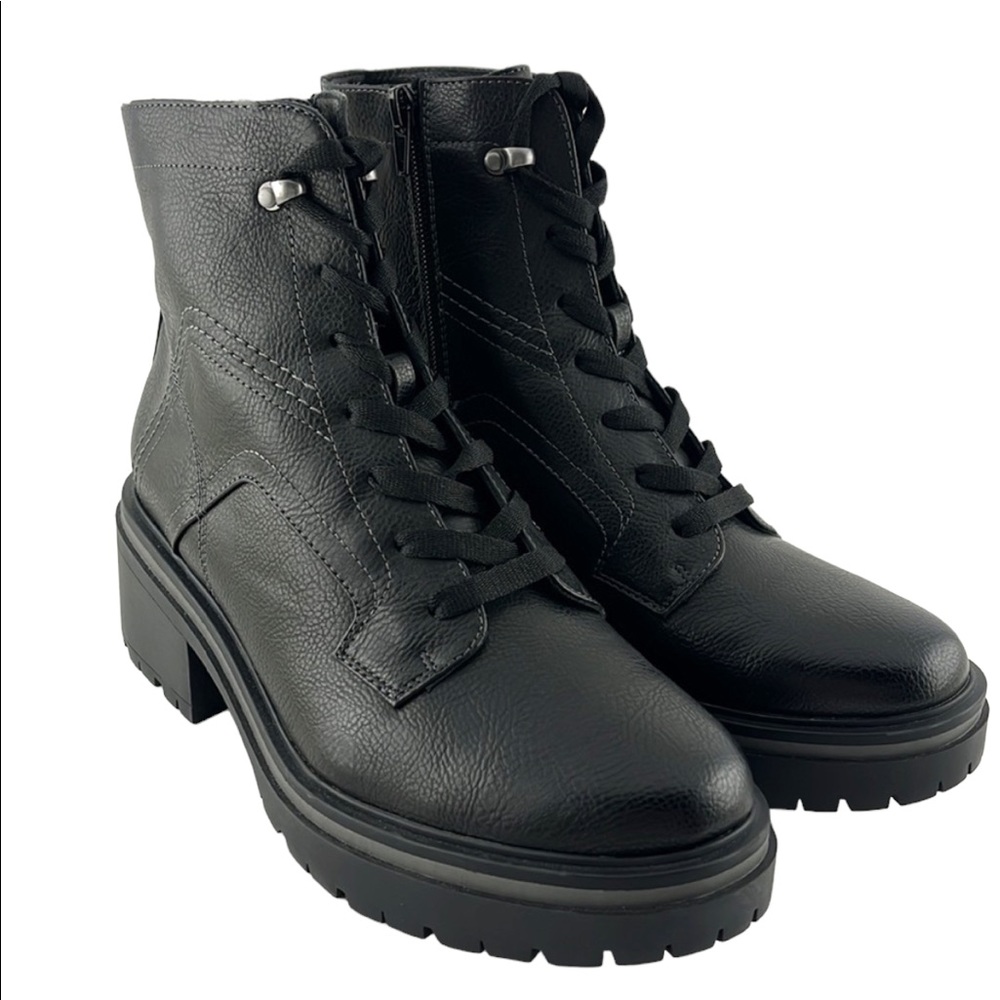 New Naturalizer 8.5 Vegan Leather Platform Combat Boots Lace Up Chunky Moto Boot